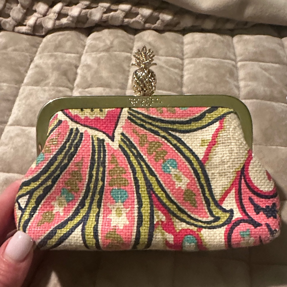 Spartina Floral Patterned Clutch with Gold Accents